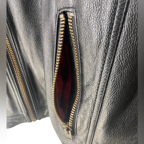 Wilson’s Leather M. Julian Mens Vintage Heavy Leather Biker Jacket Dragon Patch - Picture 4 of 10